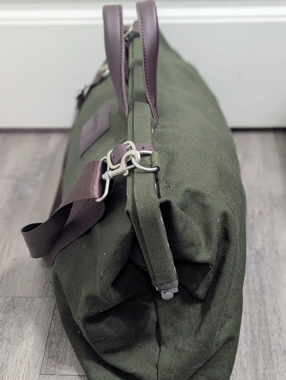 Line of Trade Olive Green Canvas Weekender with Brown Trim